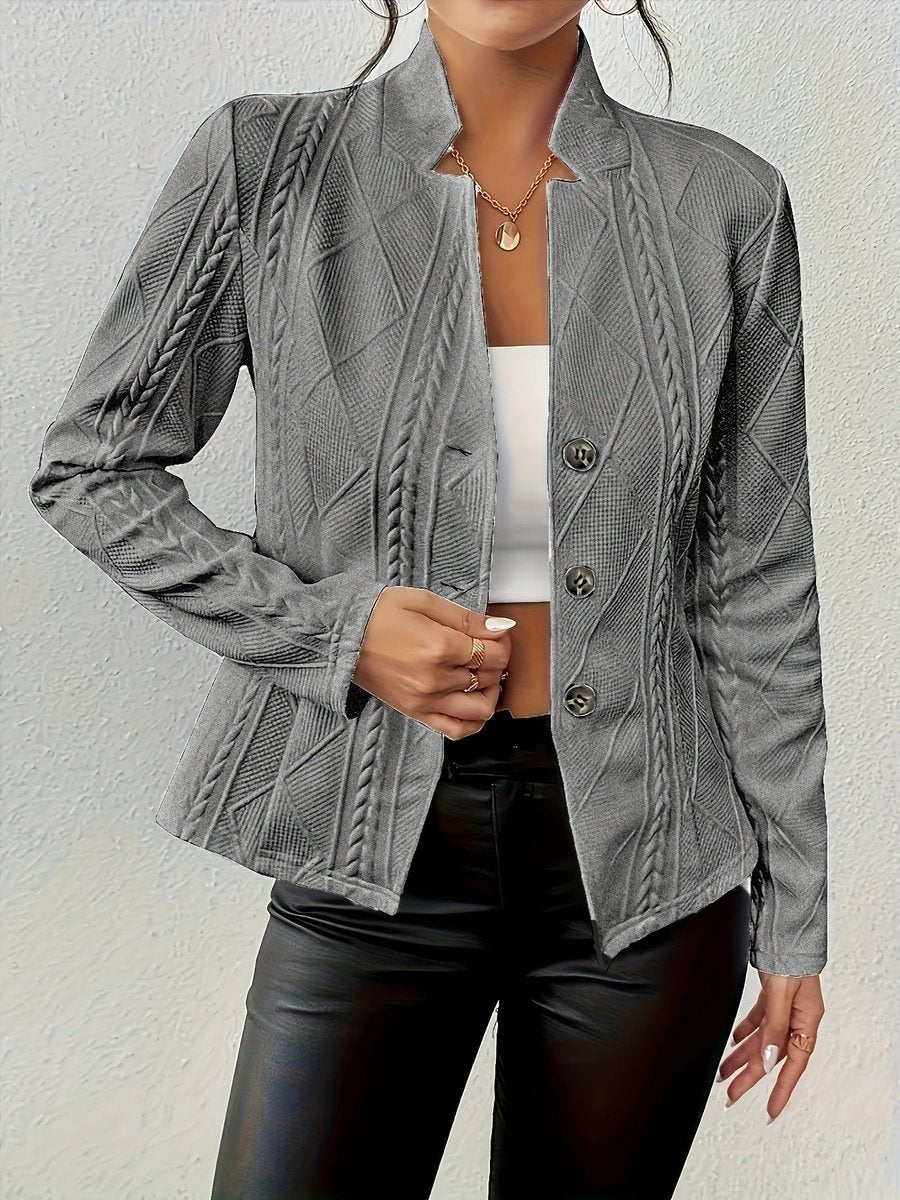 Women's Textured Cable-Knit Open-Front Quilted Jacket