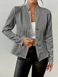 Women's Textured Cable-Knit Open-Front Quilted Jacket