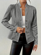 Women's Textured Cable-Knit Open-Front Quilted Jacket