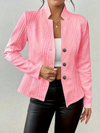 Women's Textured Cable-Knit Open-Front Quilted Jacket
