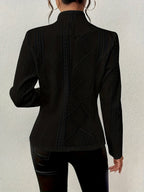 Women's Textured Cable-Knit Open-Front Quilted Jacket