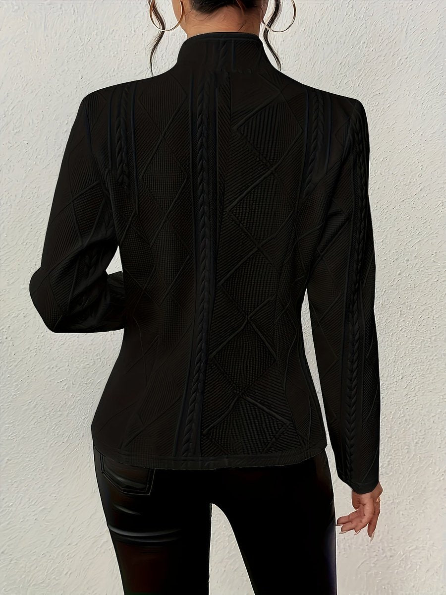 Women's Textured Cable-Knit Open-Front Quilted Jacket