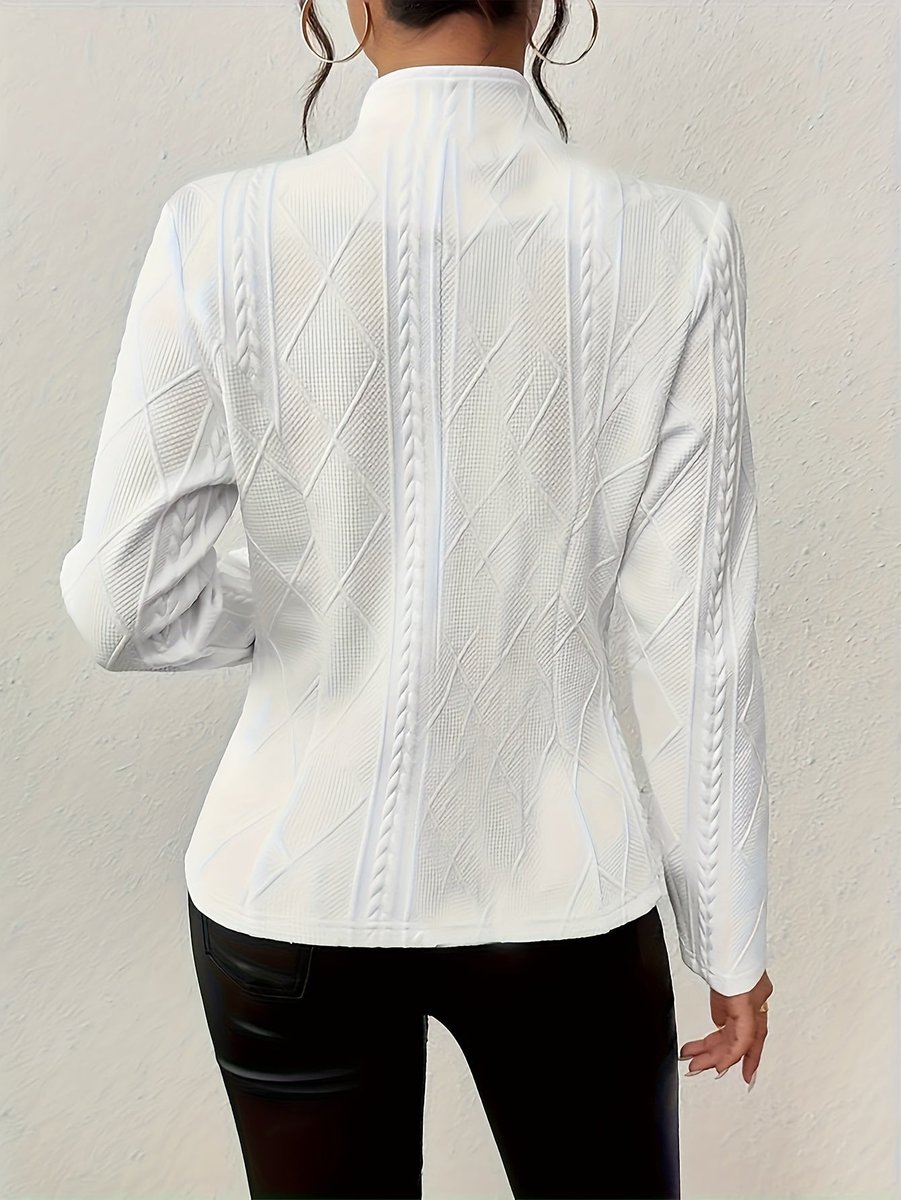 Women's Textured Cable-Knit Open-Front Quilted Jacket