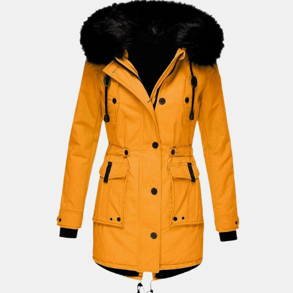 Women's Thick Faux Fur Hooded Drawstring Parka Coat