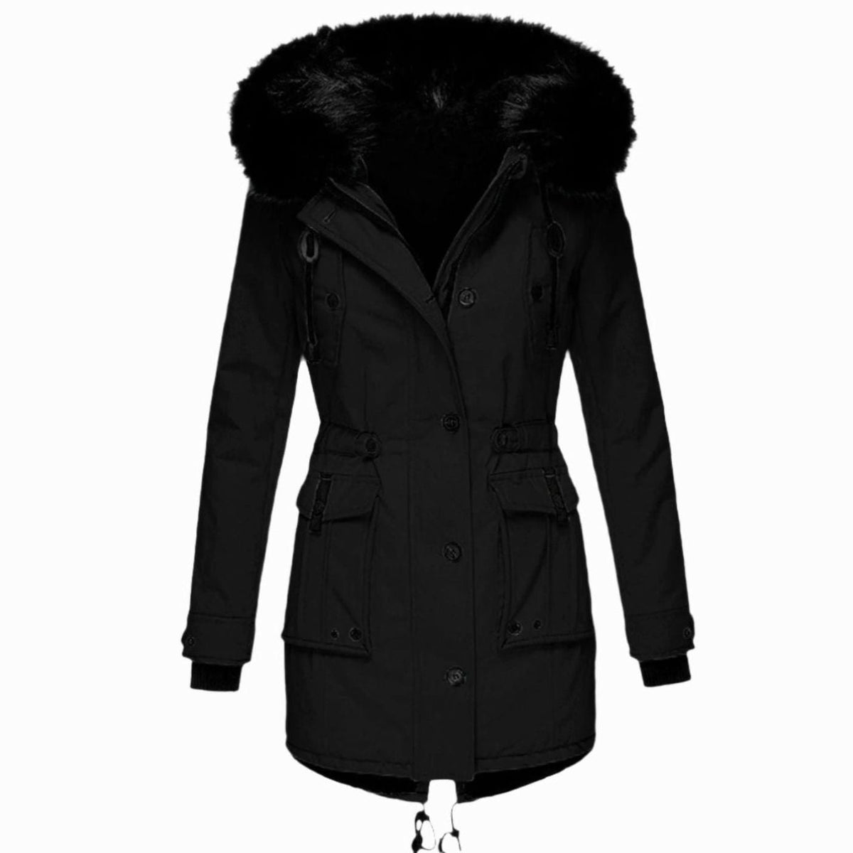 Women's Thick Faux Fur Hooded Drawstring Parka Coat