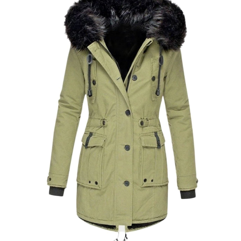 Women's Thick Faux Fur Hooded Drawstring Parka Coat