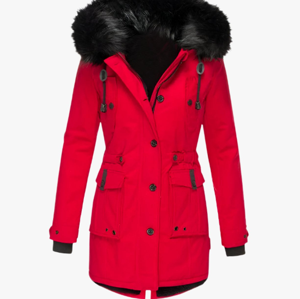 Women's Thick Faux Fur Hooded Drawstring Parka Coat