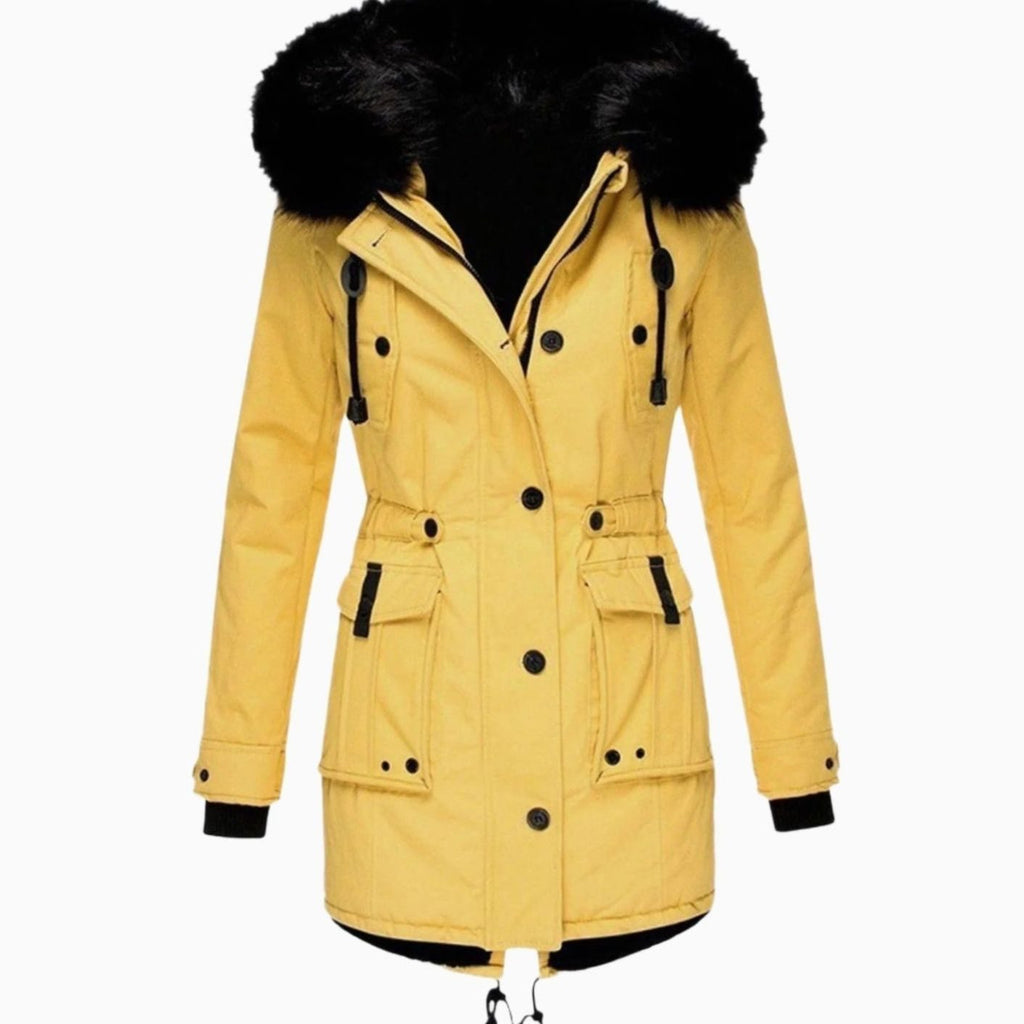 Women's Thick Faux Fur Hooded Drawstring Parka Coat