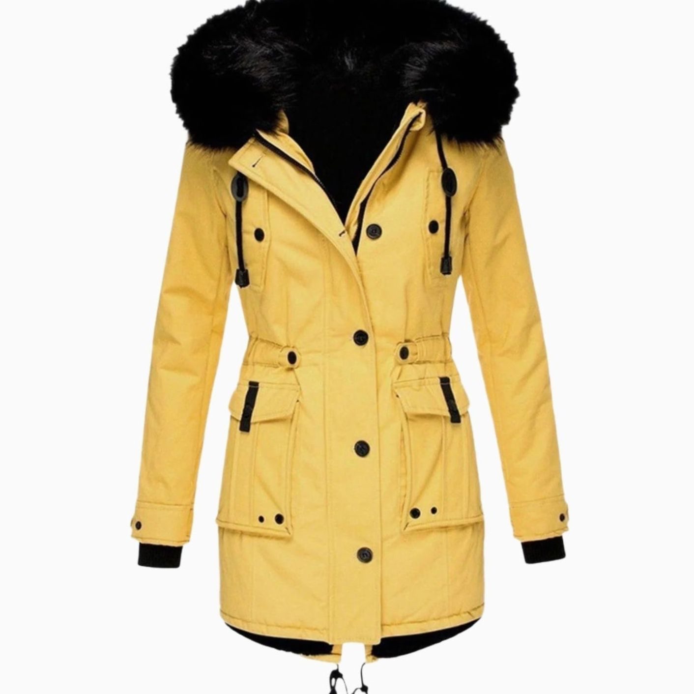Women's Thick Faux Fur Hooded Drawstring Parka Coat