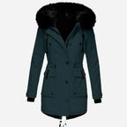 Women's Thick Faux Fur Hooded Drawstring Parka Coat