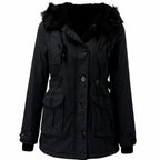 Women's Thick Faux Fur Hooded Drawstring Parka Coat