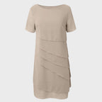 Women's Tiered Chiffon Cocktail Party Dress Short Sleeve