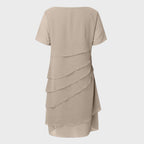 Women's Tiered Chiffon Cocktail Party Dress Short Sleeve