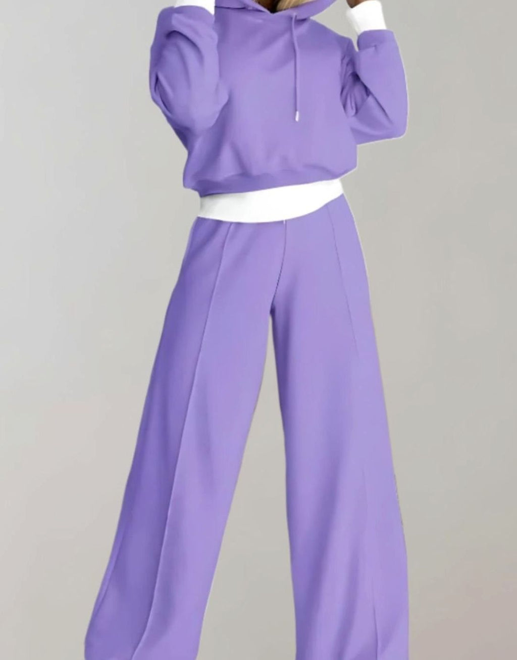 Women's Two-Piece Cropped Hoodie Wide-Leg Tracksuit Pants Set