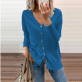 Women's V-Neck Button-Front Long Sleeve Knit Cardigan