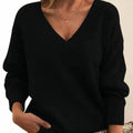 Women's V-Neck Long Sleeve Soft Knit Blend Knit Sweater