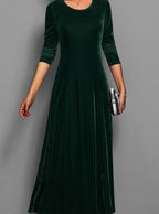 Women's Velvet Long Sleeve Formal Party Dress Maxi A-Line