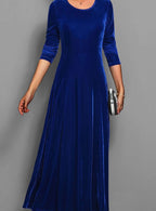 Women's Velvet Long Sleeve Formal Party Dress Maxi A-Line