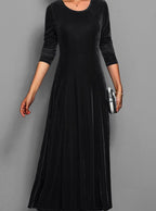 Women's Velvet Long Sleeve Formal Party Dress Maxi A-Line