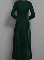 Women's Velvet Long Sleeve Formal Party Dress Maxi A-Line