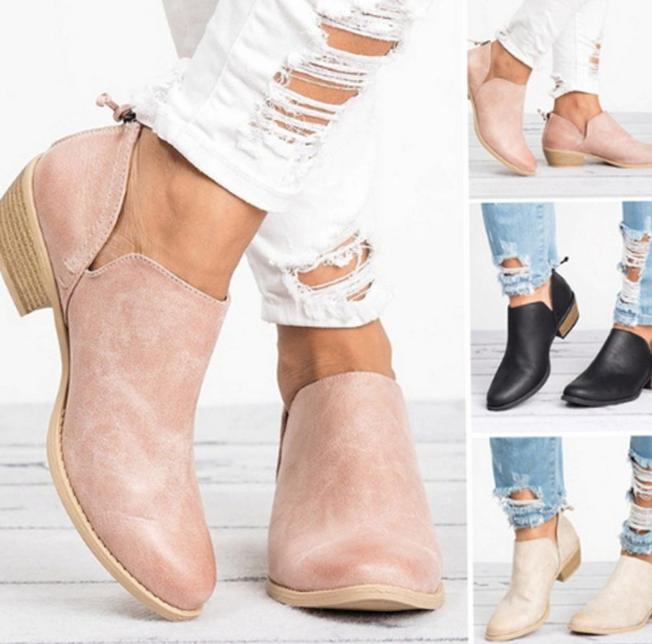 Women's Polished Stacked-Heel Stretch-Side Ankle Boots