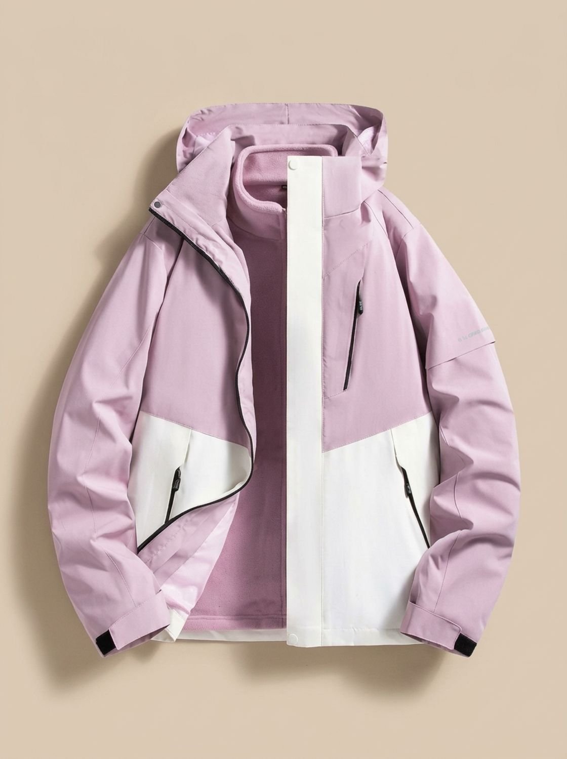 Women's Water-Repellent Straight Cut Jacket with Removable Hood - Lavender