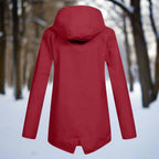 Women's Waterproof Hooded Rain Jacket Zip-Up Longline