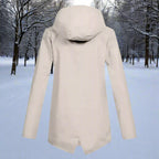 Women's Waterproof Hooded Rain Jacket Zip-Up Longline