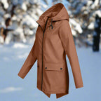 Women's Waterproof Hooded Rain Jacket Zip-Up Longline