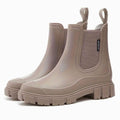 Women's Matte Waterproof Chelsea Boots for Rainy Days - Brown