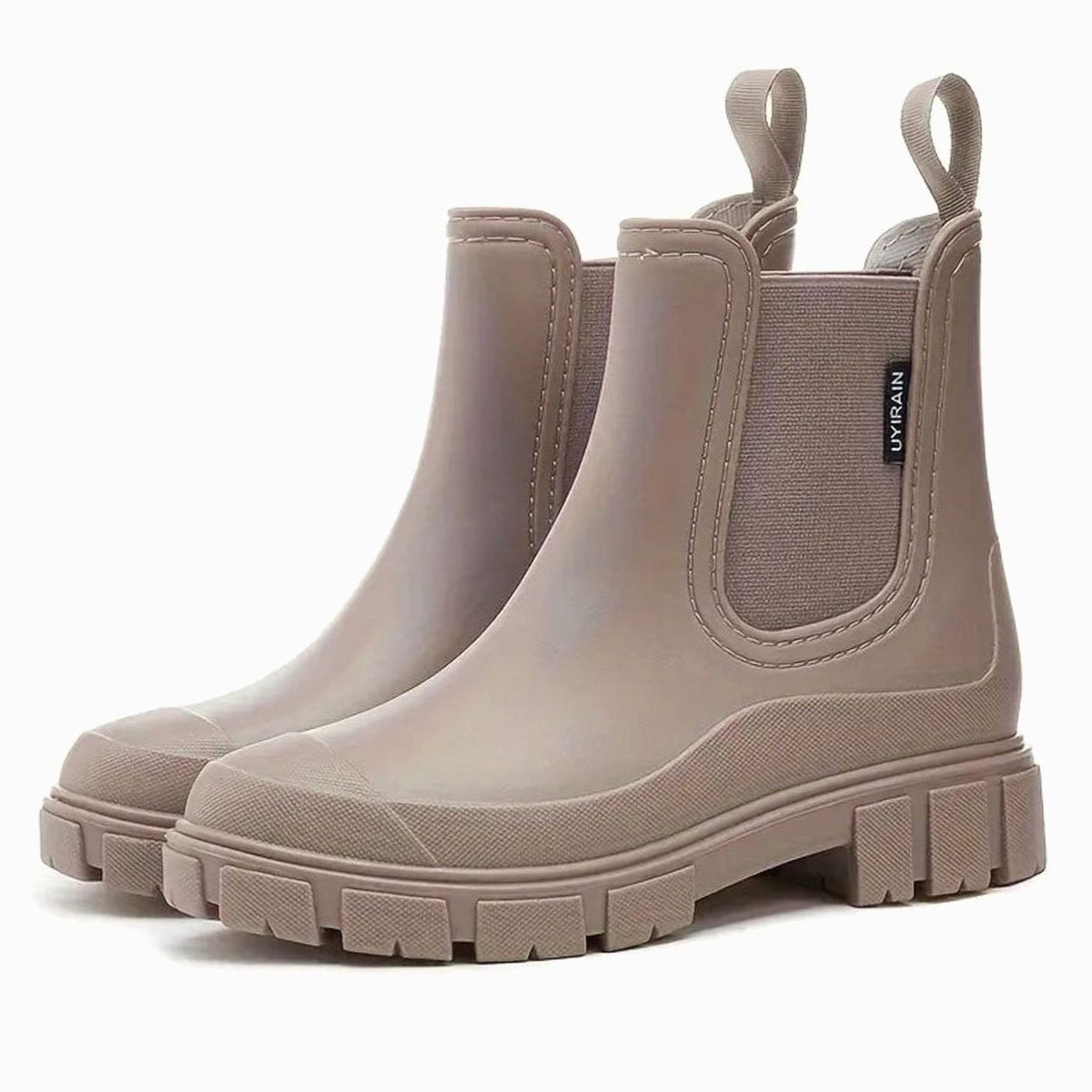 Women's Matte Waterproof Chelsea Boots for Rainy Days - Brown
