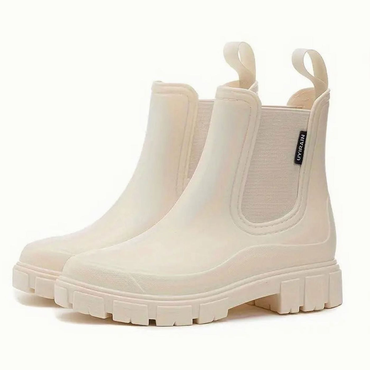 Women's Matte Waterproof Chelsea Boots for Rainy Days - Beige