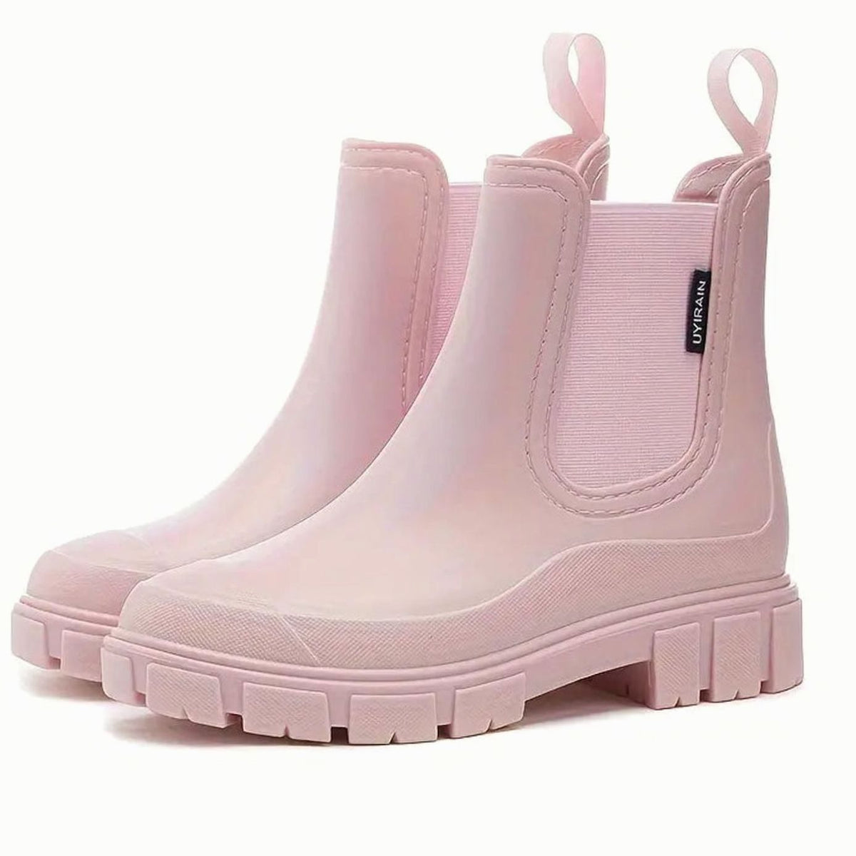 Women's Matte Waterproof Chelsea Boots for Rainy Days - Pink