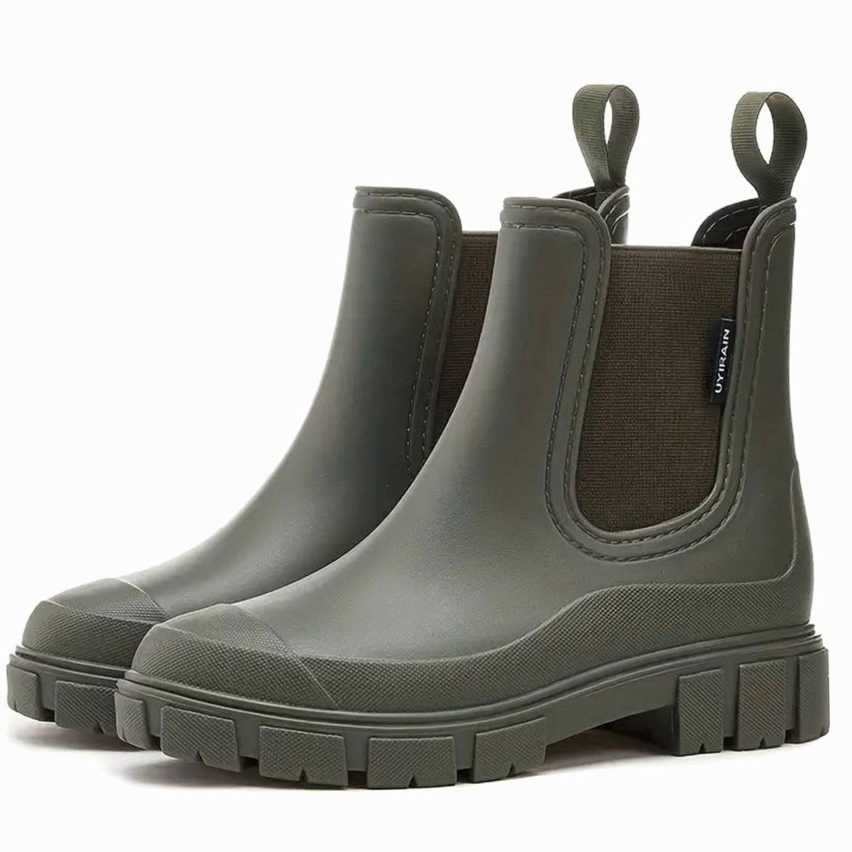 Women's Matte Waterproof Chelsea Boots for Rainy Days - Green