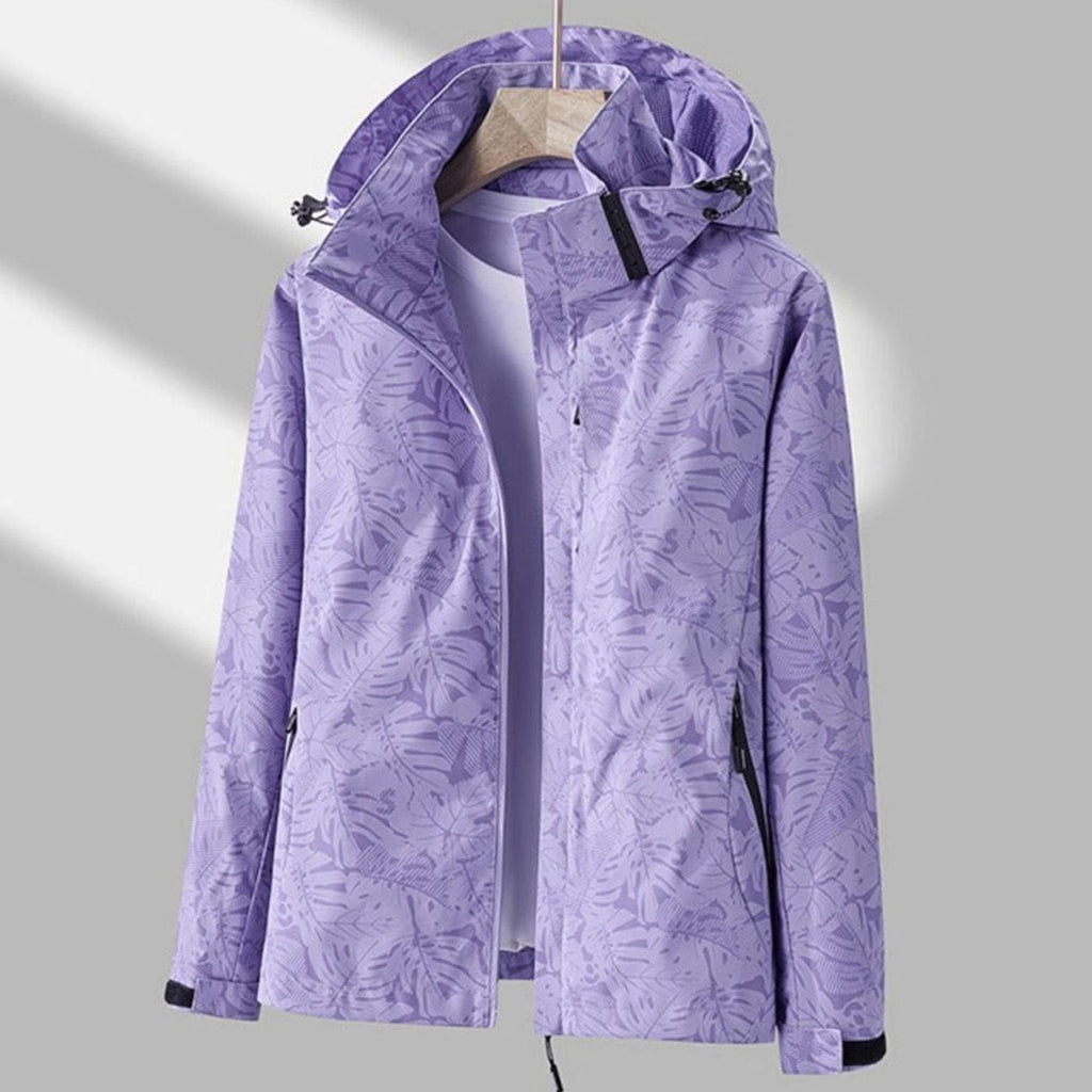 Women's Zip and Snap Front Waterproof Windbreaker with Hood