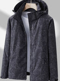 Women's Zip and Snap Front Waterproof Windbreaker with Hood - Black