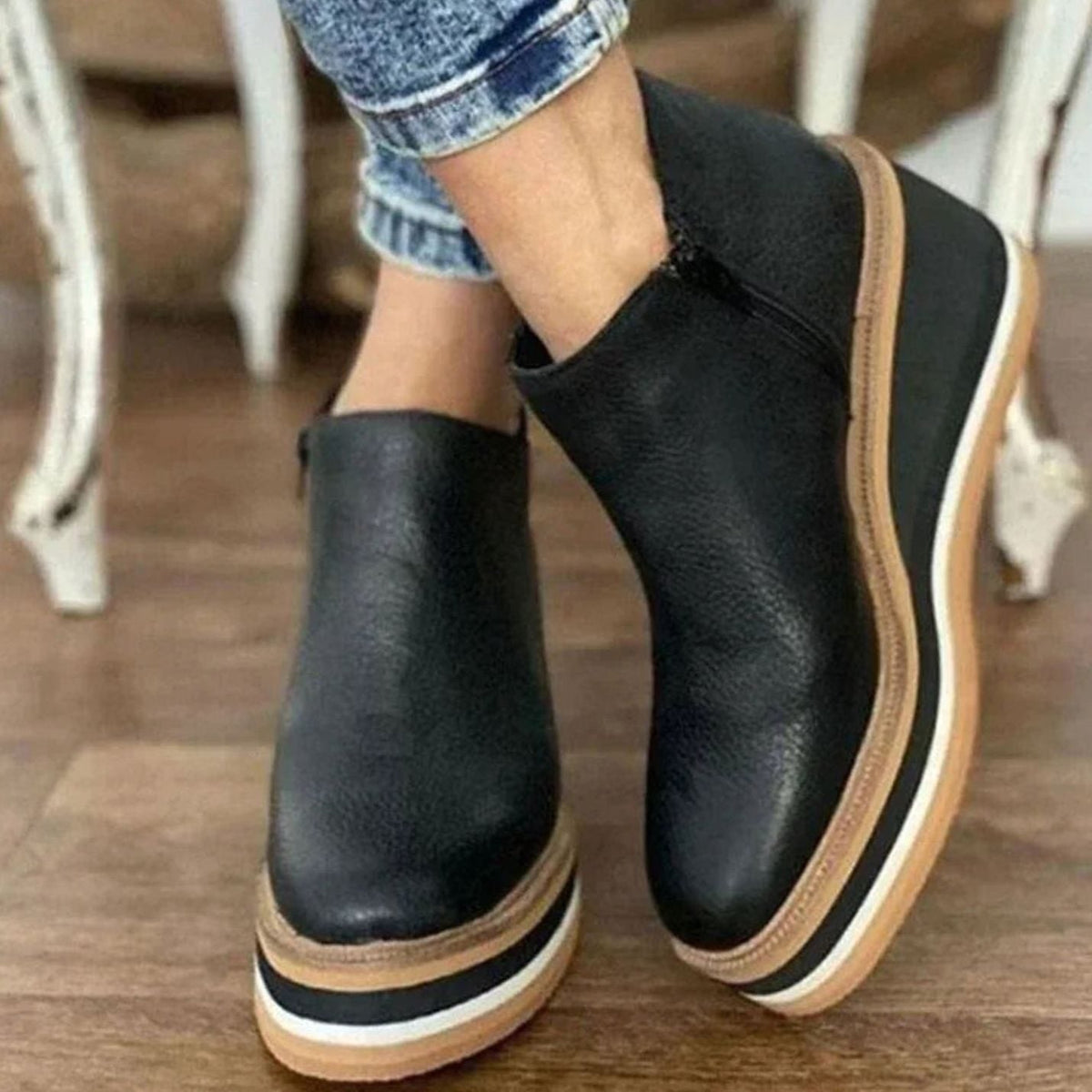 Women's Wedge Platform Slip-On Chelsea Boots