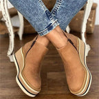 Women's Wedge Platform Zip-Up Ankle Boots Round Toe