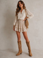 Women's Western Embroidered Suede Knee-High Ankle Boots