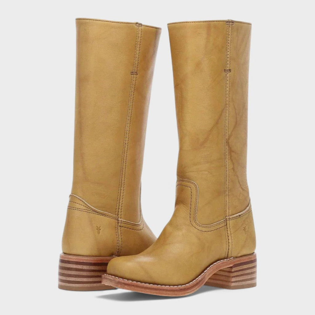 Women's Western Leather Knee High Boots Block Heel