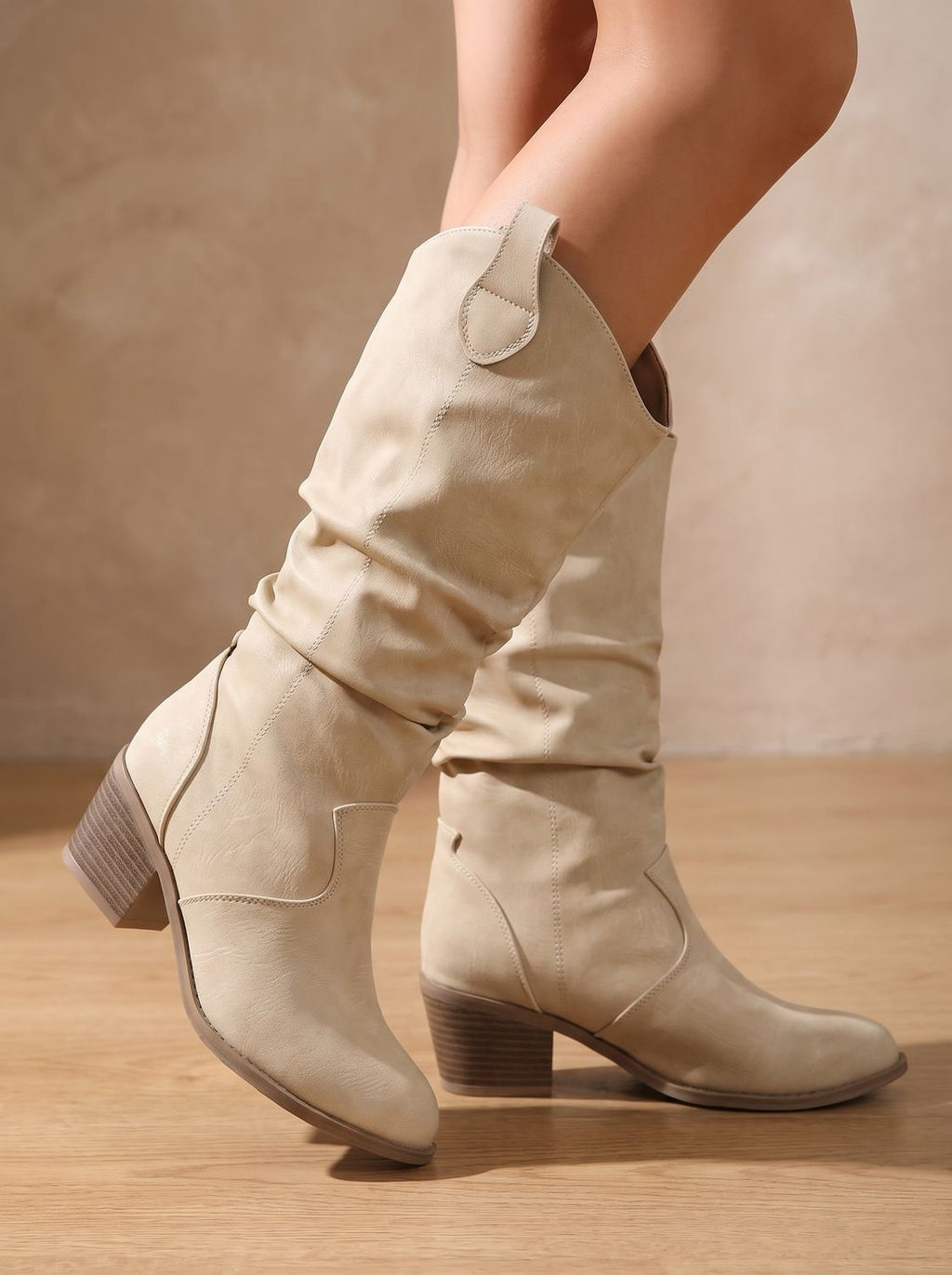Women's Easy Step-In Cowgirl Tall Boots for Wider Calves