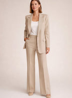 Women's Wide-Leg Blazer Flare-Pant Two-Piece Suit Set