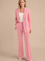 Women's Wide-Leg Blazer Flare-Pant Two-Piece Suit Set