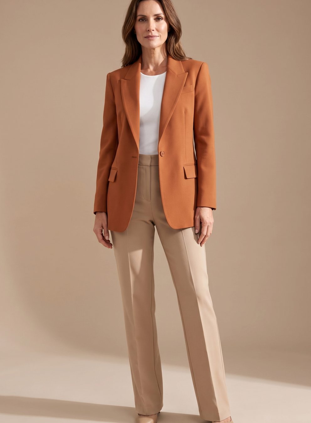 Women's Wide-Leg Blazer Flare-Pant Two-Piece Suit Set