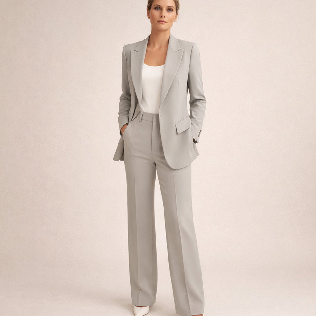 Women's Wide-Leg Blazer Flare-Pant Two-Piece Suit Set