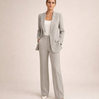 Women's Wide-Leg Blazer Flare-Pant Two-Piece Suit Set