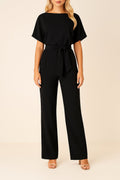 Women's Wide Leg Jumpsuit Short Sleeve Belted