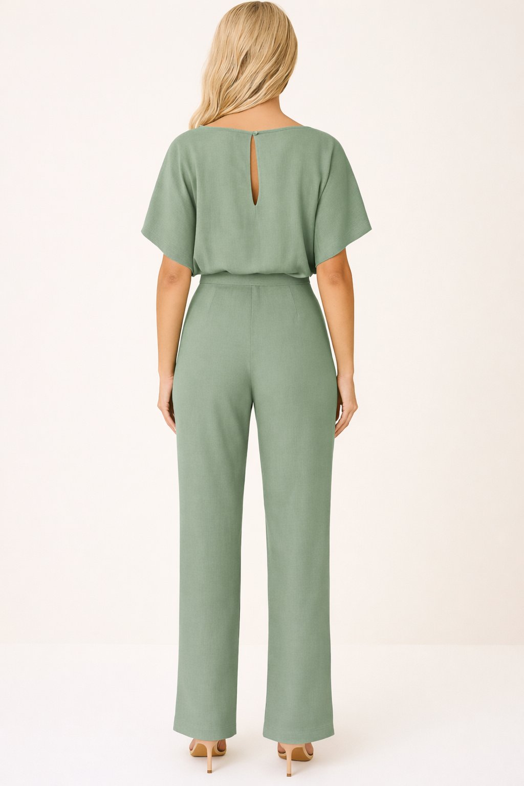 Women's Wide Leg Jumpsuit Short Sleeve Belted