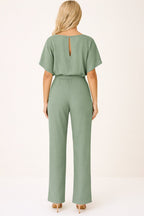 Women's Wide Leg Jumpsuit Short Sleeve Belted