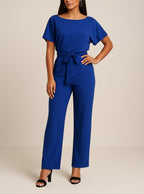 Women's Wide Leg Jumpsuit Short Sleeve Belted